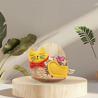 Mèo May Mắn Con 1 ( Nằm), Size nhỏ - Thủ Công Nhồi Bông, Vải Cotton