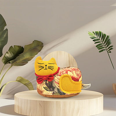 Mèo May Mắn Con 1 ( Nằm), Size nhỏ - Thủ Công Nhồi Bông, Vải Cotton