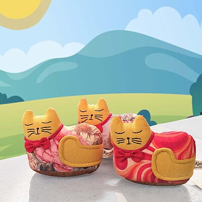 Mèo May Mắn Con 1 ( Nằm), Size nhỏ - Thủ Công Nhồi Bông, Vải Cotton