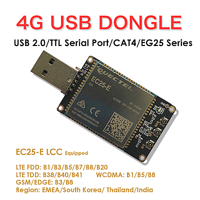 4G LTE USB Dongle with Quectel EC25 Series LCC Modem, SIM Slot, GPS, USB-A or 4PIN PH2.0 for IoT and M2M Applications 4G LTE USB Dongle with Quectel EC25 Series LCC Modem, SIM Slot, GPS, USB-A or 4PIN PH2.0 for IoT and M2M Applications
