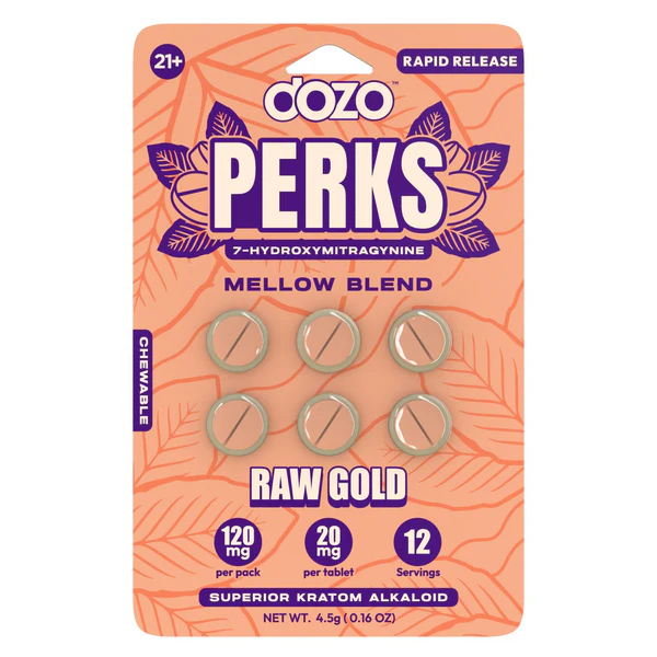 Dozo Perks - 7-HYDROXYMITRAGYNINE - 6ct - Raw Gold