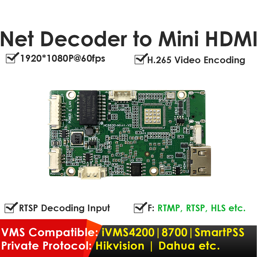 Mini HDMI Network Decoder | Decodes RTSP to HDMI | RTMP Output to YouTube/Facebook | 1080P H.265