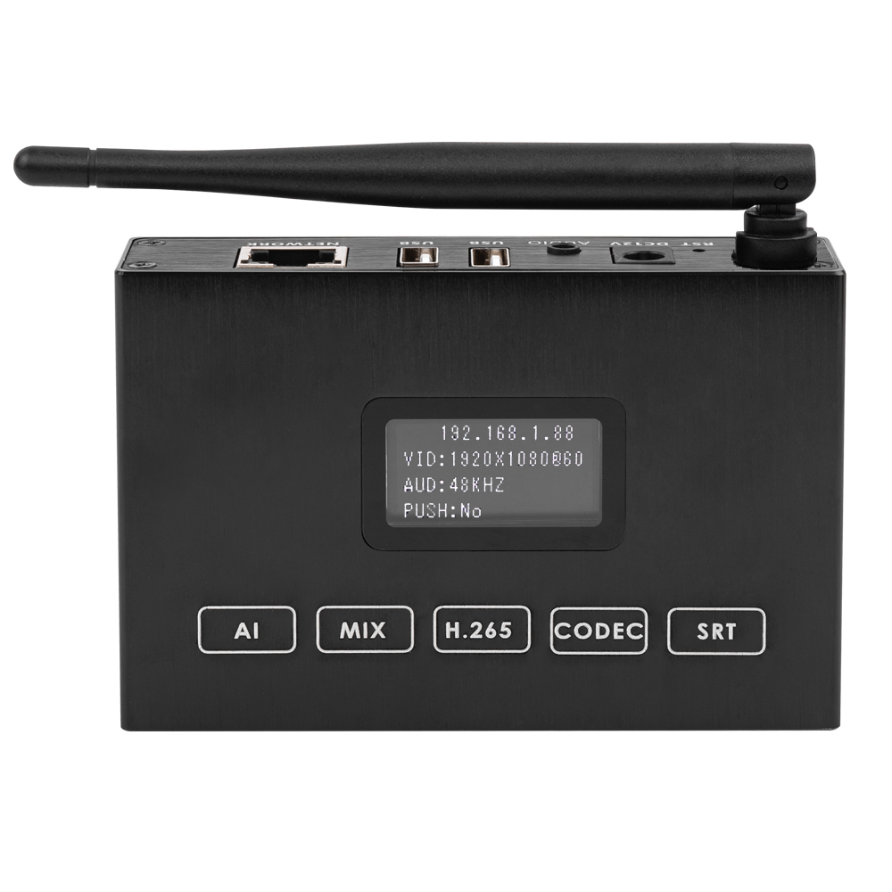 H.265 1080P WiFi HDMI Encoder/Decoder w/OLED & Dual USB | 4ch RTSP, Compatible with ONVIF/Hikvision, Wireless Live Streaming