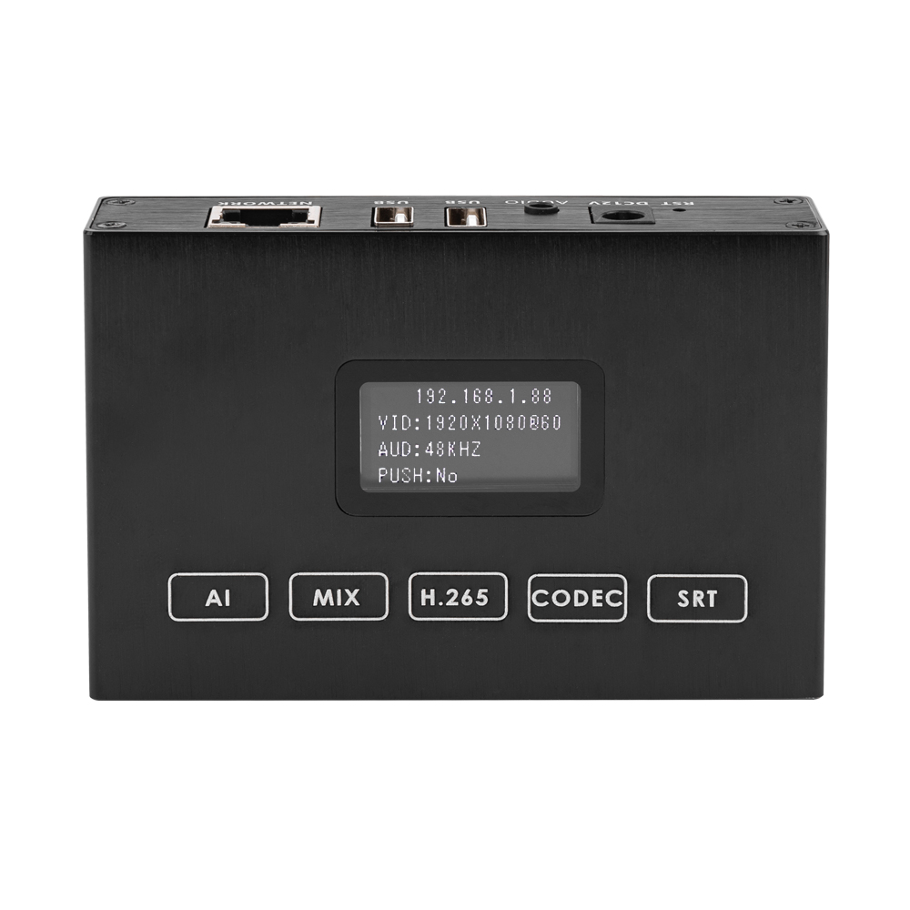 H.265 1080P HDMI Encoder/Decoder w/OLED & Dual USB | 4ch RTSP, Webcam/Recording Support, Compatible with ONVIF/Hikvision