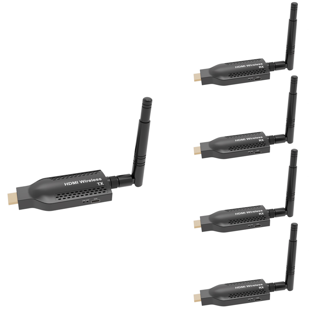 Portable 1080P@60FPS Wireless HDMI Transmitter & Receiver Kit – 492ft Range, 1-to-4 Multi-Screen, H.265