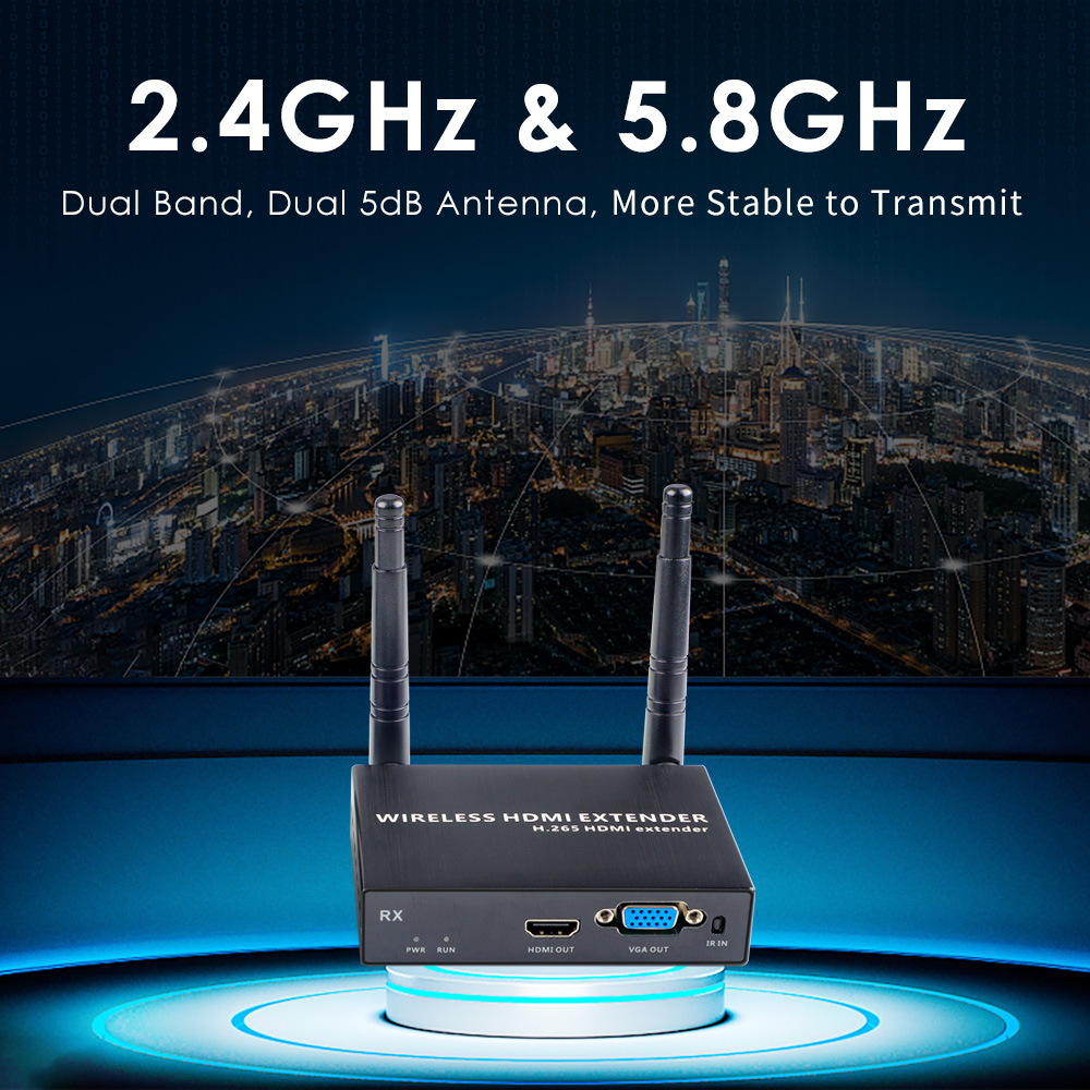 1080P@60FPS Wireless HDMI & VGA Extender – 328ft Range, 1-to-4 Receivers, Dual Output Support