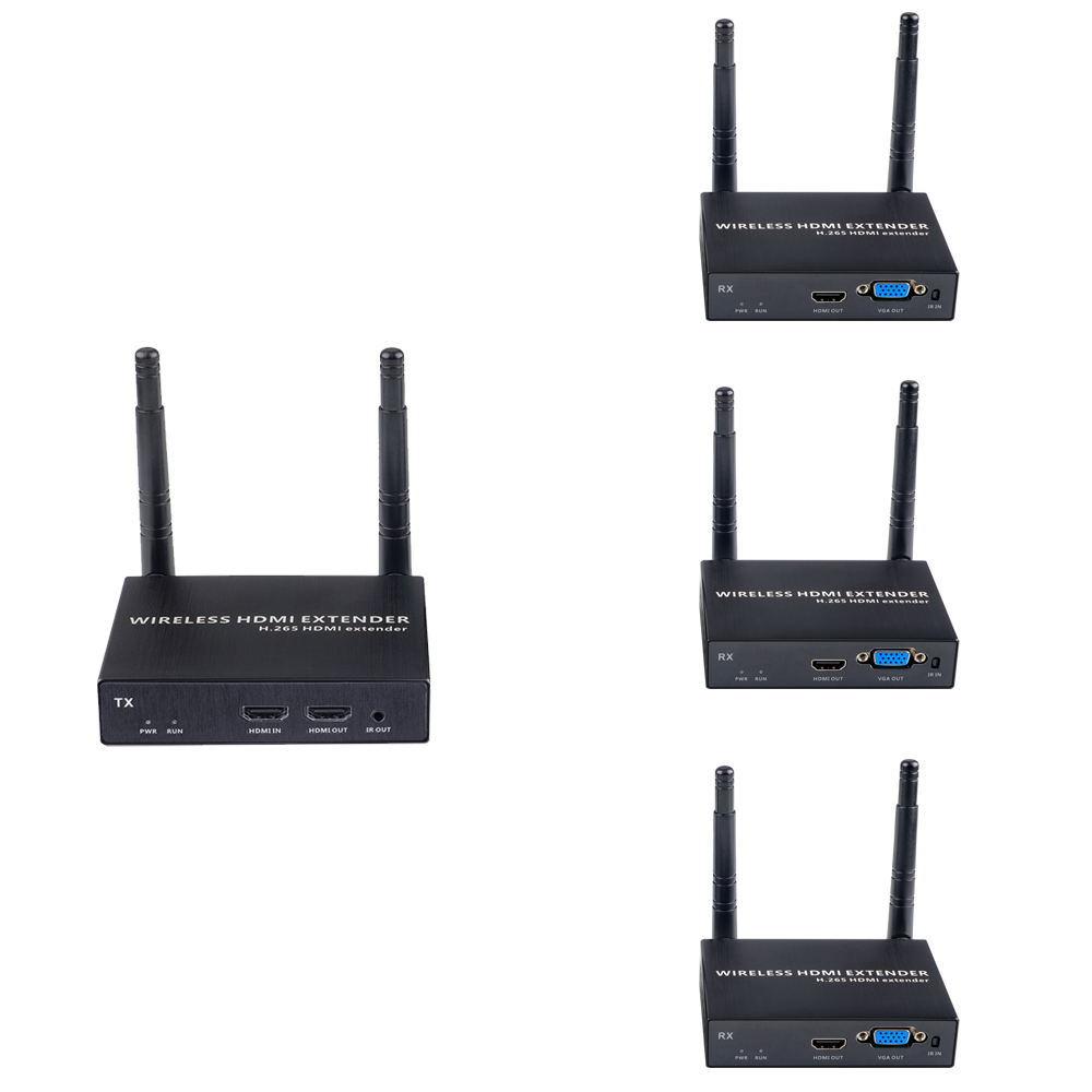 1080P@60FPS Wireless HDMI & VGA Extender – 656ft Range, 1-to-8 Receivers, Dual Output Support