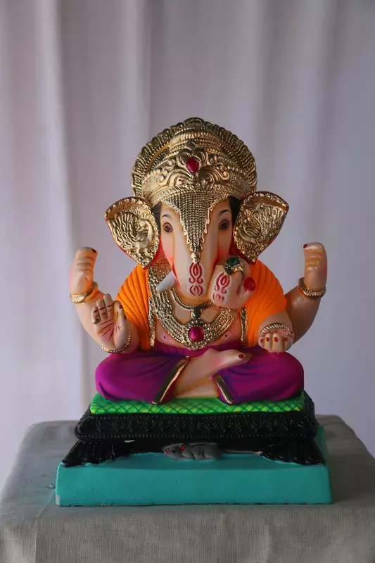 Dagdusheth Ganpati | POP Ganpati | 15 Inches Height | MSKK-0002-POP-15-DAGDU-PSKK-DNOA
