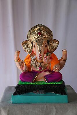 Dagdusheth Ganpati | POP Ganpati | 15 Inches Height | MSKK-0002-POP-15-DAGDU-PSKK-DNOA