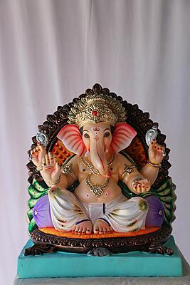 Double Load Mhaisuri Ganpati | POP Ganpati | 18 Inches Height | MSKK-0004-POP-18-DOUBL-PSKK-DNOA