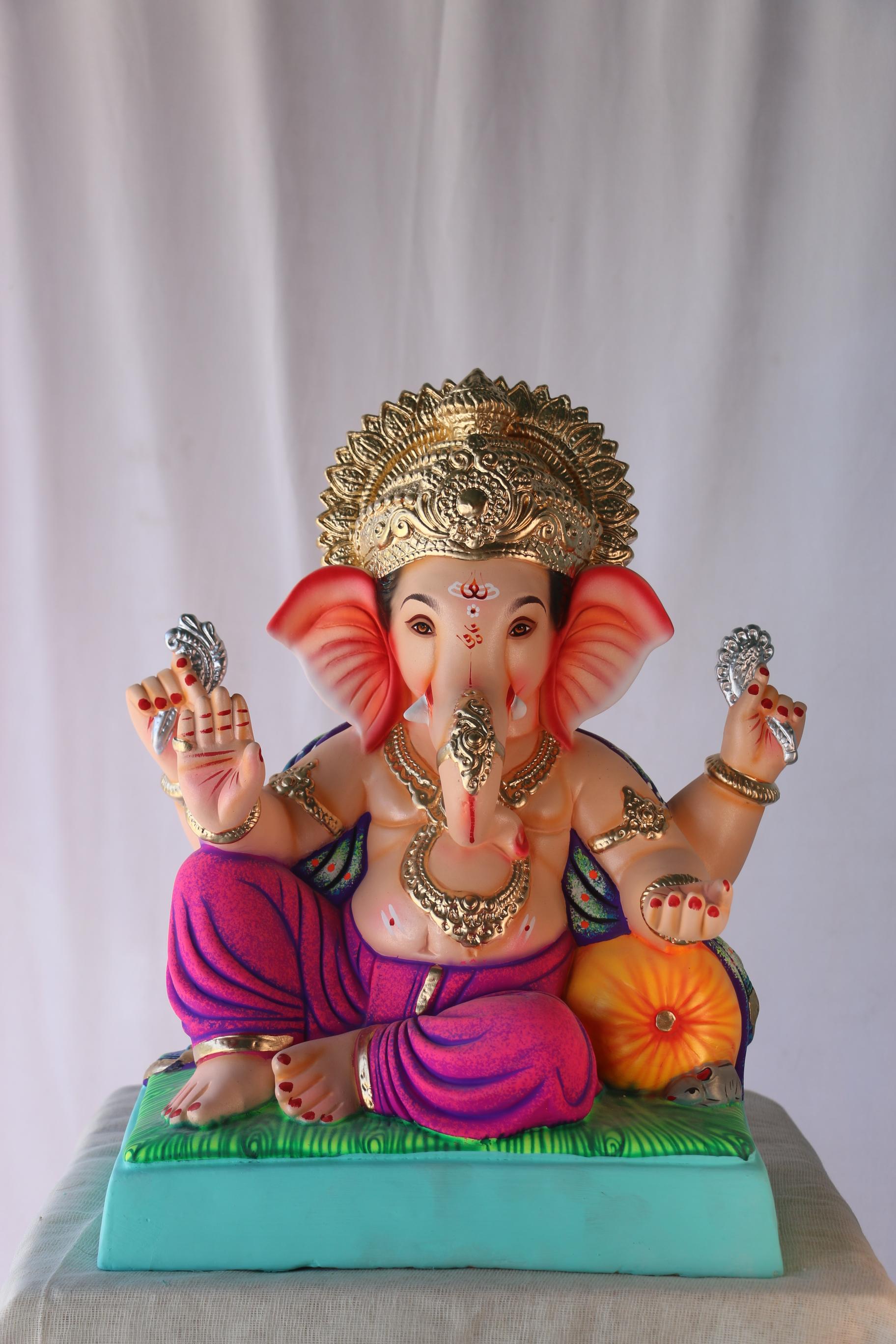 Peshwa Ganpati | POP Ganpati | 17 Inches Height | MSKK-0005-POP-17-PESHW-PSKK-DNOA