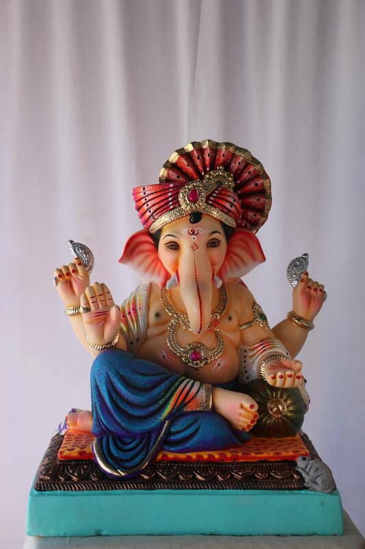 Feta Shivrekar Ganpati | POP Ganpati | 20 Inches Height | MSKK-0016-POP-20-FETAS-PSKK-DNOA