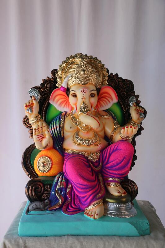 Prabhaval Furniture Ganpati | POP Ganpati | 19 Inches Height | MSKK-0018-POP-19-PRABH-PSKK-DNOA