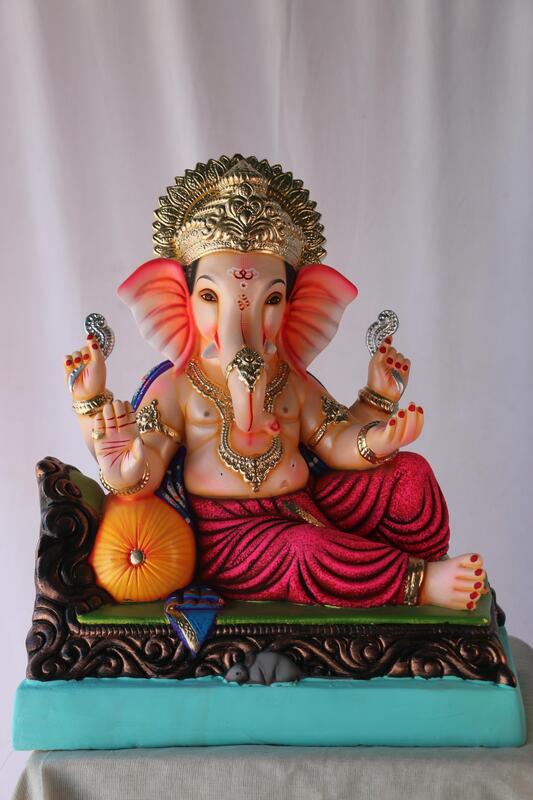 Raajeshahi Ganpati | POP Ganpati | 19 Inches Height | MSKK-0032-POP-19-RAAJE-PSKK-DNOA