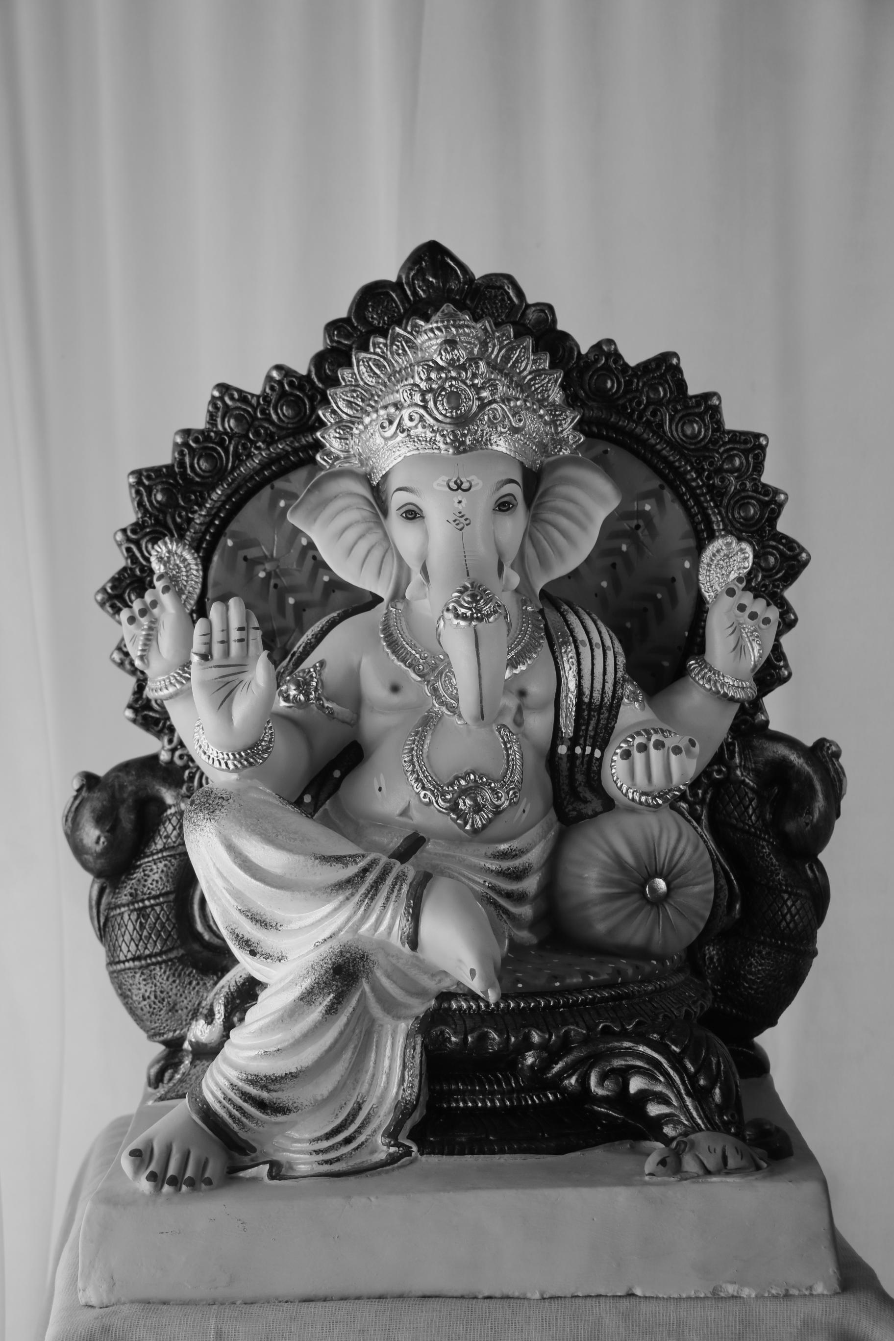 Badam Furniture Ganpati | POP Ganpati | 21 Inches Height | MSKK-0040-POP-21-BADAM-PSKK-DNOA