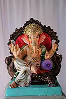 Badam Furniture Ganpati | POP Ganpati | 21 Inches Height | MSKK-0040-POP-21-BADAM-PSKK-DNOA