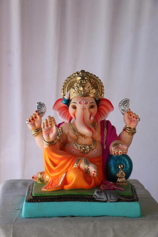Shivrekar Ganpati | POP Ganpati | 13 Inches Height | MSKK-0052-POP-13-SHIVR-PSKK-DNOA
