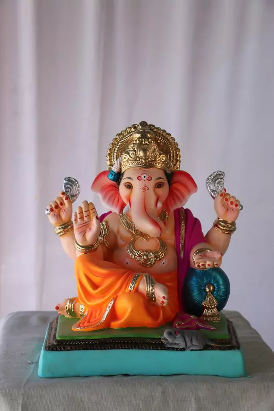 Shivrekar Ganpati | POP Ganpati | 13 Inches Height | MSKK-0052-POP-13-SHIVR-PSKK-DNOA