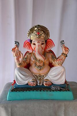 K K Mhaisuri Ganpati | POP Ganpati | 13 Inches Height | MSKK-0054-POP-13-KKMHA-PSKK-DNOA