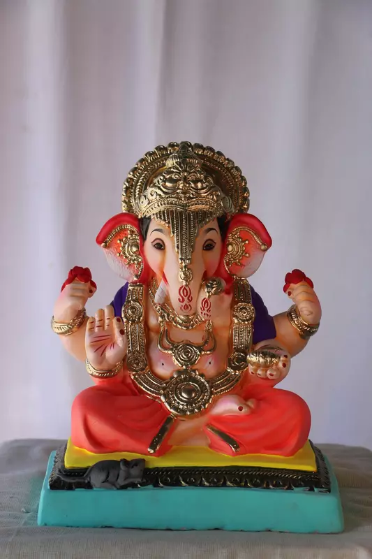 Dagdusheth Ganpati | POP Ganpati | 13 Inches Height | MSKK-0055-POP-13-DAGDU-PSKK-DNOA