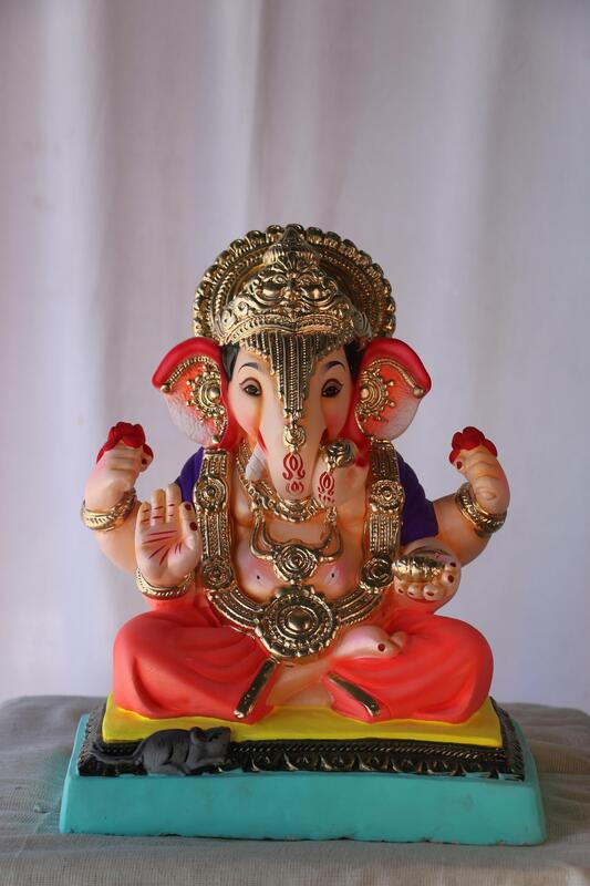 Dagdusheth Ganpati | POP Ganpati | 13 Inches Height | MSKK-0055-POP-13-DAGDU-PSKK-DNOA