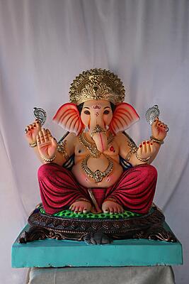 Navin Mhaisuri Ganpati | POP Ganpati | 25 Inches Height | MSKK-0062-POP-25-NAVIN-PSKK-DNOA