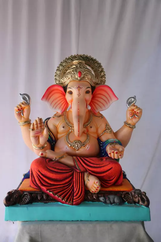 Aasanmandi Ganpati | POP Ganpati | 24 Inches Height | MSKK-0063-POP-24-AASAN-PSKK-DNOA