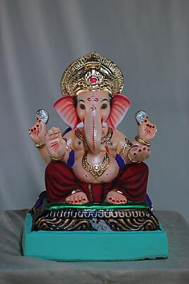 Mhaisuri Ganpati | Shadu Mati Ganpati | 14 Inches Height | MSKK-0004-SHA-14-MHAIS-PSKK-DNOA