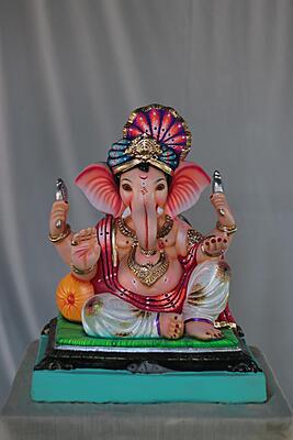 Feta Peshwa Ganpati | Shadu Mati Ganpati | 17 Inches Height | MSKK-0010-SHA-17-FETAP-PSKK-DNOA