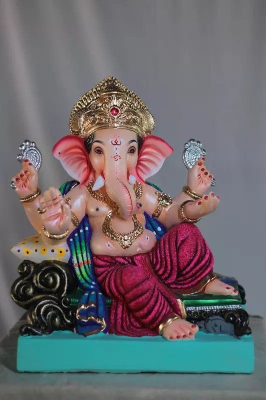 V K Furniture Ganpati | Shadu Mati Ganpati | 15 Inches Height | MSKK-0018-SHA-15-VKFUR-PSKK-DNOA