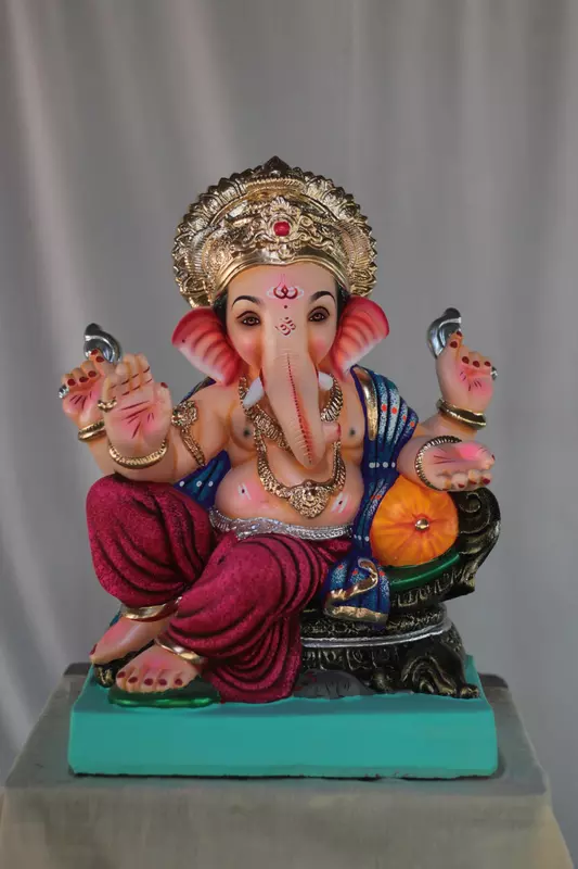 Khade Furniture Ganpati | Shadu Mati Ganpati | 18 Inches Height | MSKK-0020-SHA-18-KHADE-PSKK-DNOA