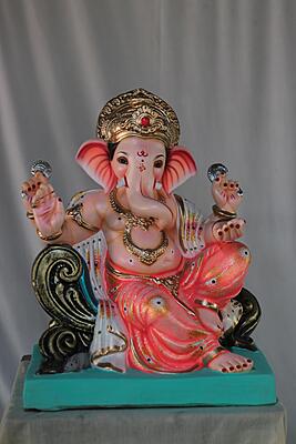 Saavkar Ganpati | Shadu Mati Ganpati | 18 Inches Height | MSKK-0036-SHA-18-SAAVK-PSKK-DNOA