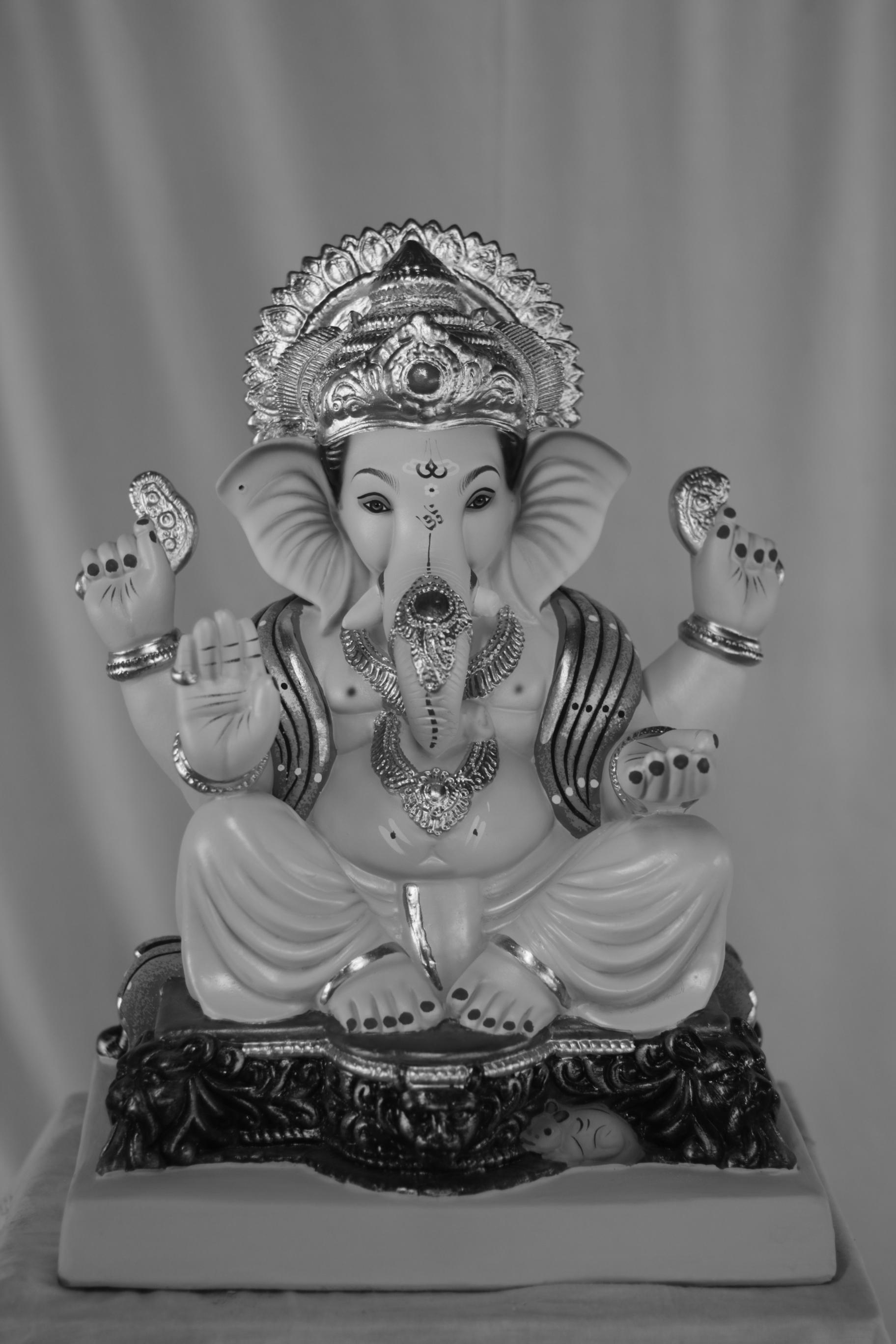 Madhyam Mhaisuri Ganpati | Eco Friendly Shadu Mati Ganpati | 19 Inches Height | MSKK-0044-SHA-19-MADHY-PSKK-DNOA-VXX