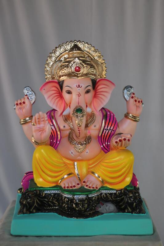 Madhyam Mhaisuri Ganpati | Shadu Mati Ganpati | 19 Inches Height | MSKK-0044-SHA-19-MADHY-PSKK-DNOA