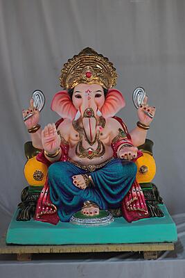 Double Load German Ganpati | Shadu Mati Ganpati | 21 Inches Height | MSKK-0059-SHA-21-DOUBL-PSKK-DNOA