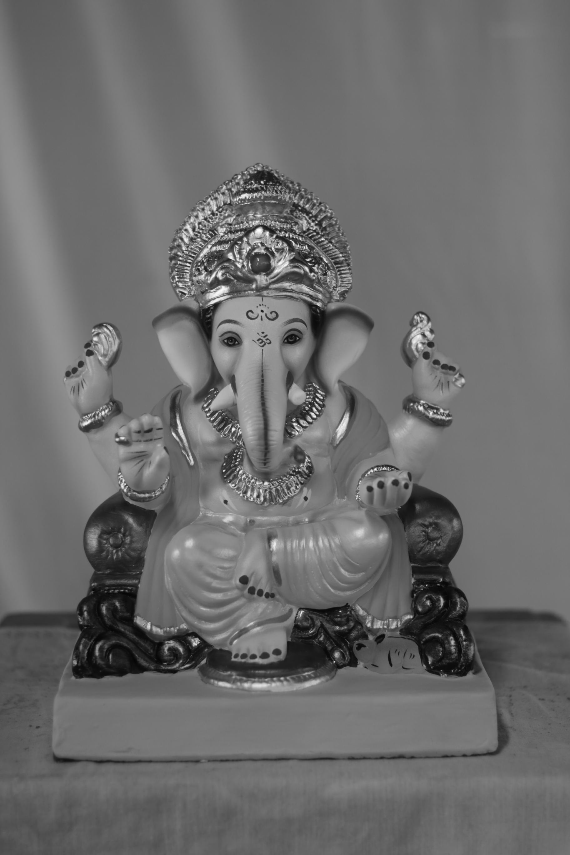 German Prabhval Ganpati | Eco Friendly Shadu Mati Ganpati | 12 Inches Height | MSKK-0067-SHA-12-GERMA-PSKK-DNOA-VXX