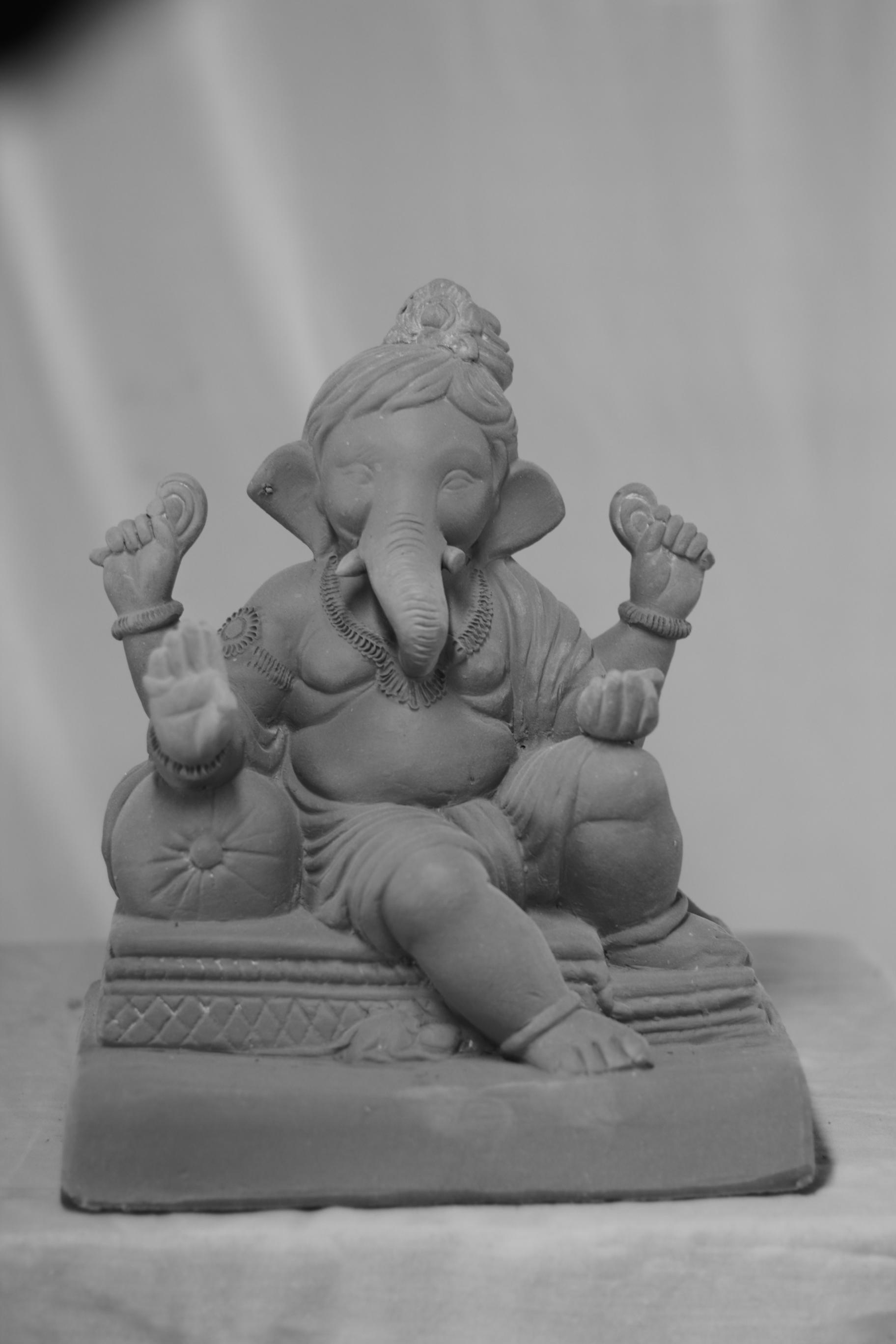 Baal Ganesh Ganpati | Eco Friendly Shadu Mati Ganpati | 12 Inches Height | MSKK-0068-SHA-12-BAALG-PSKK-DNOA-VXX