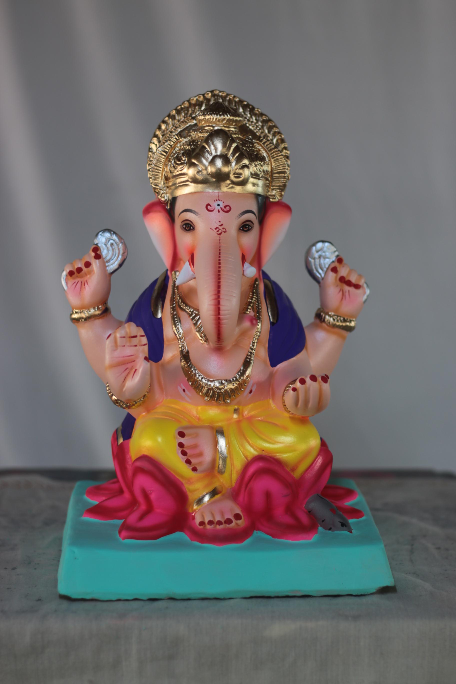 Kamal Ganpati | Shadu Mati Ganpati | 13 Inches Height | MSKK-0072-SHA-13-KAMAL-PSKK-DNOA