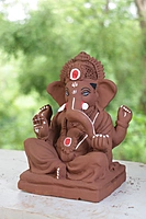 Peshwa Ganpati | Red Soil Ganpati | 9 Inches Height | MYMA-0009-RED-09-PESHW-PYMA-DNOA