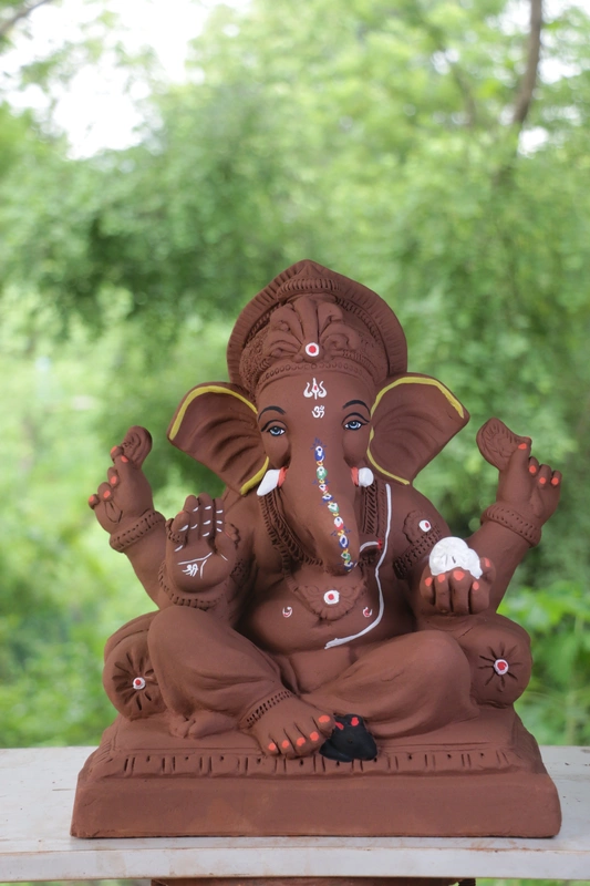 Double Load Ganpati | Red Soil Ganpati | 19 Inches Height | MYMA-0013-RED-19-DOUBL-PYMA-DNOA