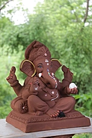 Double Load Ganpati | Red Soil Ganpati | 19 Inches Height | MYMA-0013-RED-19-DOUBL-PYMA-DNOA
