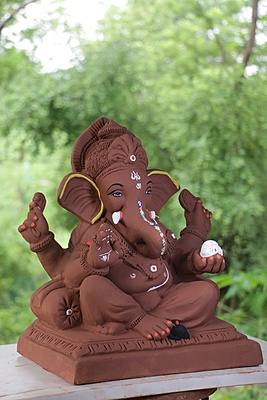 Double Load Ganpati | Red Soil Ganpati | 19 Inches Height | MYMA-0013-RED-19-DOUBL-PYMA-DNOA