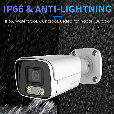 5MP PoE Bullet IP Camera with Dual Light, Audio, 2.8mm Lens, ONVIF, RTMP Live Streaming to YouTube, Facebook, Outdoor Security, Hikvision-Compatible