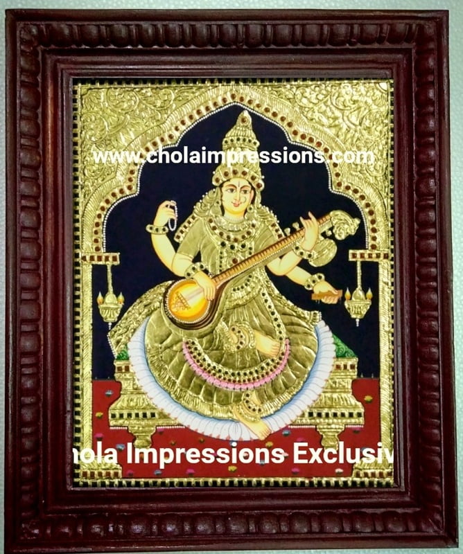 Saraswati Tanjore Painting - Exclusive Collection