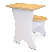 Kids Wooden Study Table with Chair – Natural Wood Top and White Frame Kids Wooden Study Table with Chair – Natural Wood Top and White Frame