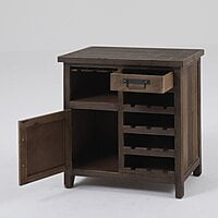 Rustic Wooden Wine Bar Cabinet | Compact Liquor Rack with Storage & Drawer Rustic Wooden Wine Bar Cabinet | Compact Liquor Rack with Storage & Drawer