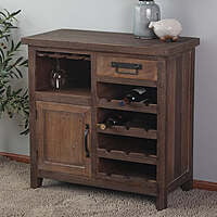 Rustic Wooden Wine Bar Cabinet | Compact Liquor Rack with Storage & Drawer Rustic Wooden Wine Bar Cabinet | Compact Liquor Rack with Storage & Drawer