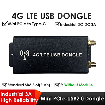 4G LTE Dongle with Quectel EC25 Mini PCIe Module, Mini PCIe to USB Type-C Adapter, Drawer SIM Slot for IoT/M2M
