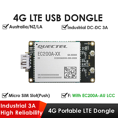 4G LTE USB Dongle with EC200A LCC Modem, SIM Slot, USB-A or 4PIN PH2.0 Connector for Windows/Linux/Android 4G LTE USB Dongle with EC200A LCC Modem, SIM Slot, USB-A or 4PIN PH2.0 Connector for Windows/Linux/Android