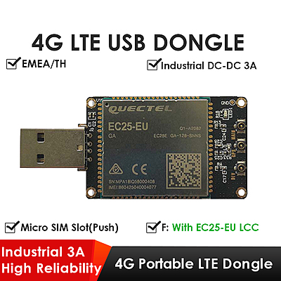 4G LTE USB Dongle with Quectel EC25 Series LCC Modem, SIM Slot, GPS, USB-A or 4PIN PH2.0 for IoT and M2M Applications 4G LTE USB Dongle with Quectel EC25 Series LCC Modem, SIM Slot, GPS, USB-A or 4PIN PH2.0 for IoT and M2M Applications